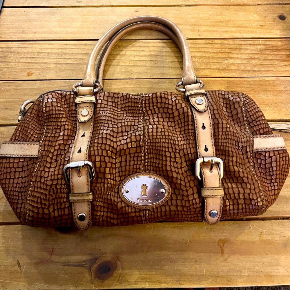 Snakeskin Fossil satchel